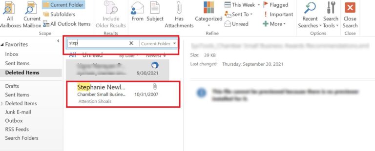 outlook deleted items recovery